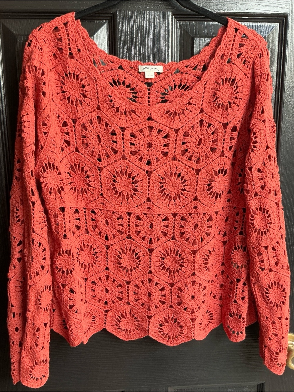 Ultra Pink Coral Crochet Openwork Top
